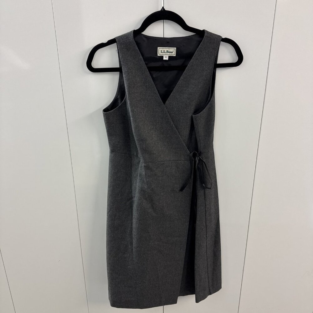 Vtg‎ LL Bean Wool Dress Womens 4 Old Money Sleeveless Academia Grey